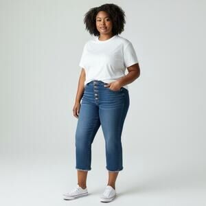 Abercrombie Fitch Jeans High Rise Super Skinny Ankle Women's‎ 35/20 Short Button